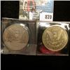 Image 2 : 1884 P Very Fine & 21 D AU U.S. Morgan Silver Dollars, one with C.O.A. from the American Historical 