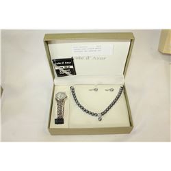 LADIES COTE DAZUR WATCH NECKLACE AND EARRING SET