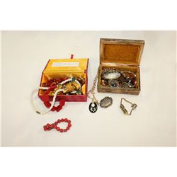 TWO JEWELLRY BOXES WITH EASTERN AND ESTATE JEWELLRY AND WATCHES