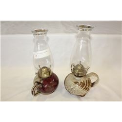 TWO POTTERY FINGER LANTERNS