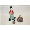 Image 1 : VINTAGE GEISHA DOLL, IMARI WARE TIERED TRAY AND TRINKET BOX