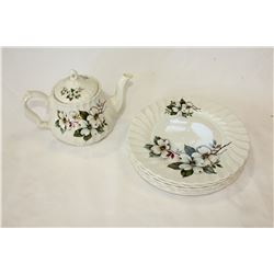 MYOTT CHINA TEAPOT AND PLATES