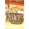 Image 2 : TWO METAL WALL PLANTERS AND WICKER PICNIC BASKET