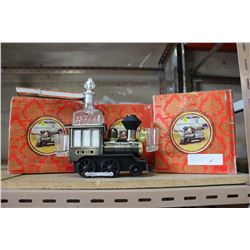 FOUR NEW TRAIN WHISKEY DECANTER SETS