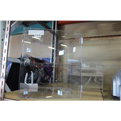 3 ACRYLIC DISPLAY CASES, 1 LOCKING WITH KEY