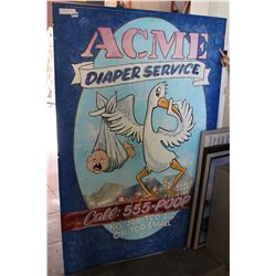 ACME DIAPER SERVICE 6 X 4 METAL SIGN