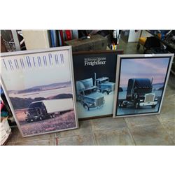 THREE SEMI TRUCK FRAMED PICTURES