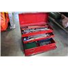 Image 1 : RED TOOLBOX WITH WRENCHES, ALLEN KEYS AND TOOLS