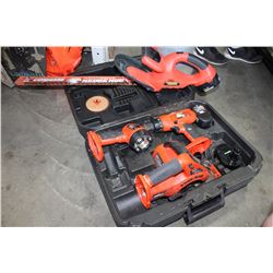 BLACK AND DECKER FIRE STORM CORDLESS TOOLSET WITH HEDGE TRIMMER