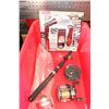 Image 1 : FISHING REELS TACKLE BOX AND COLLAPSIBLE ROD