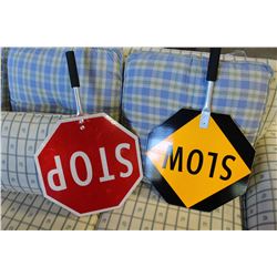 2 TRAFFIC STOP/SLOW HANDHELD SIGNS