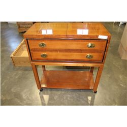 HICKORY WHITE ROLLING SERVER W/ HOT PLATE TOP