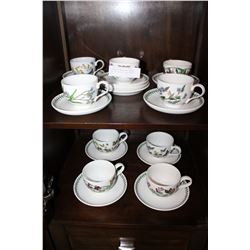 PORTMEIRON BOTANICAL GARDEN CUPS AND SAUCERS TWO SHELFS FULL