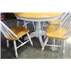 Image 2 : ROUND MAPLE AND WHITE DINING TABLE AND FOUR CHAIRS