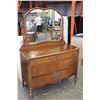 Image 1 : ANTIQUE 4-DRAWER WALNUT DRESSER W/ TILTING MIRROR