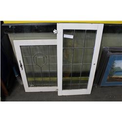 TWO VINTAGE LEADED GLASS WINDOWS