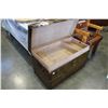 Image 2 : EVELEIGH LEATHER BRASS AND METAL BOUND TRUNK W/INSERT, SERIAL # ON HANDLE
