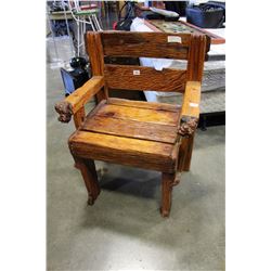 FIRST NATIONS HAND CARVED ARMCHAIR