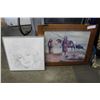 Image 1 : PINE FRAMED NATIVE PICTURE AND DRAWING OF MARILYN MONROE