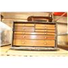 Image 1 : METAL CASE WITH WOOD DRAWERS AND CARVED CABINET