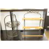 Image 1 : METAL 2-TIER BOWL STAND AND WOOD RACK