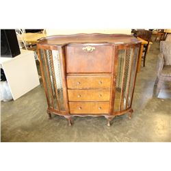 WALNUT DROP-FRONT DESK WITH DISPLAY