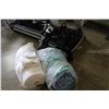 Image 1 : TWO LARGE ROLLS OF FABRIC AND CLOTHING DISLAY MANNEQUIN