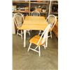 Image 2 : WHITE AND MAPLE DINING TABLE WITH LEAF AND FOUR CHAIRS