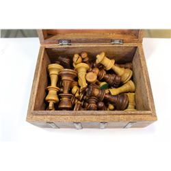 WOODEN CASED CHESSS PIECES