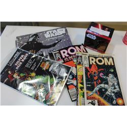 LOT OF COMICS AND STARWARS COLLECTIBLES