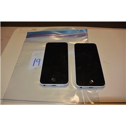 2 APPLE IPHONE 5C, WHITE, UNKNOWN SIMS