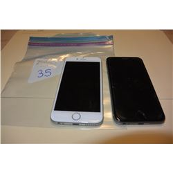 2 APPLE IPHONE 6S, SPACE GREY + WHITE, FIDO, UNKNOWN SIMS