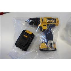 DEWALT 12V MAC DRILL, NO CHARGER AND DEWALT 20V MAX BATTERY