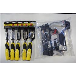 CHISEL SET AND PORTER CABLE 2" BRAD NAILER