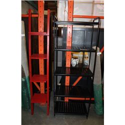 BLACK METAL 5 TIER SHELF AND RED WALL SHELF
