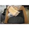 Image 2 : BOX OF SEAT CUSHIONS, NECK PILLOWS AND BEADED SEAT COVERS