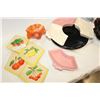 Image 2 : SHELF LOT OF LAZY SUZAN, GOURMATES SERVING DISHES, CARNIVAL GLASS BOWL AND WALL PLAQUES