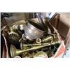Image 2 : BOX OF BRASS VASES, CANDLESTICKS AND ITEMS