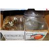 Image 1 : TWO BOXES OF GLASS AND CRYSTAL PLATTERS PLASTIC BOWLS AND VASES