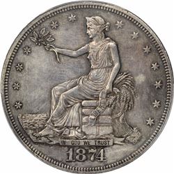 1874 T$1. Trade Dollar. PCGS AU53.