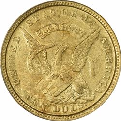 1852 United Sates Assay Office of Gold, San Francisco $10. Kagin-12a. Reeded Edge, 884 THOUS. Rarity
