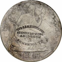 1847-O 50c Ungraded. PCGS Gold Foil S.S. Central America Label. Brunk P-563.