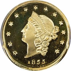 “1855” (August 29, 2001) California Historical Society Commemorative Restrike Kellogg & Co. $50 Gold
