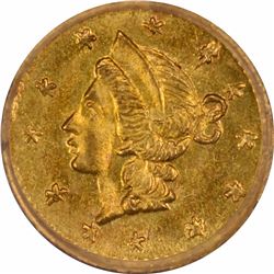 Undated Liberty Head Round $1/4 BG-204. Rarity 5. PCGS MS-63.