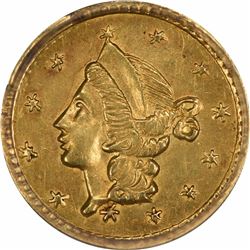 Undated Liberty Head Round $1/4 BG-205. Rarity 6. PCGS MS-61.