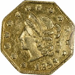 1853 Liberty Head Octagonal $1/2 “Peacock” BG-302. Low Rarity 4. Raw, sharpness of MS-64.