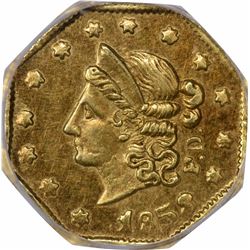 181853 Liberty Head Octagonal $1/2 “Peacock” BG-302. Low Rarity 4. NGC AU-58.