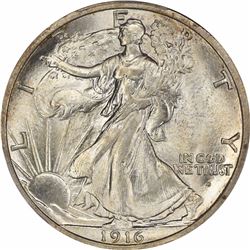 1916-D 50C. Repunched Mintmark. Fivaz Stanton-501. Breen-5130. MS-65 PCGS.