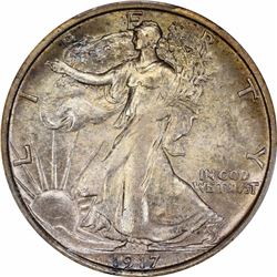1917-S 50C. Reverse Mintmark. MS-64 PCGS. CAC.