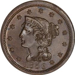 1856 1C. Newcomb-12. Upright 5. Rarity-1+. MS-64 BN NGC.